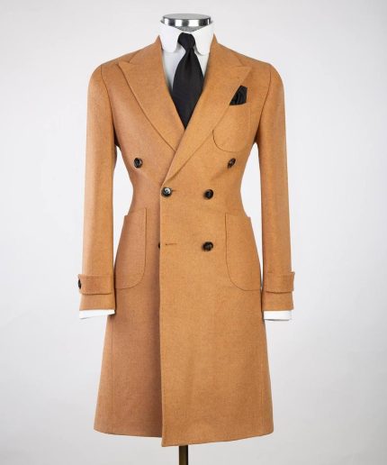 100% Cashmere Wool Winter Coat Caramel