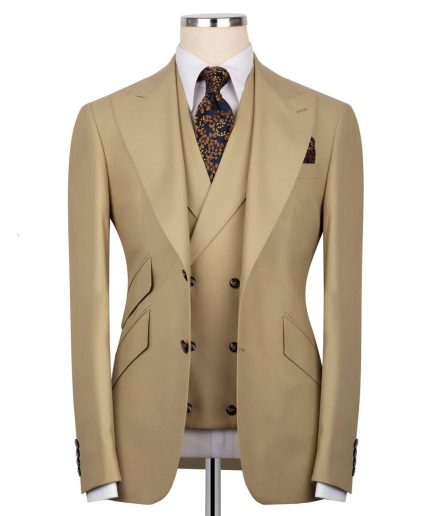 100% Wool Khaki All Time Classic 3 Piece Suit