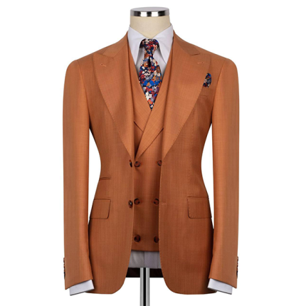 Dark Orange Wool 3 Piece Suit
