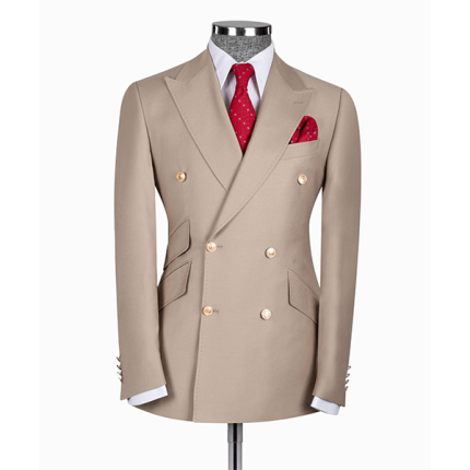 Light Brown Khaki Double Breasted Suit