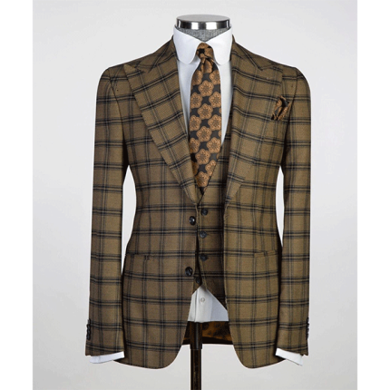 Brown Windowpane 3 Piece Suit