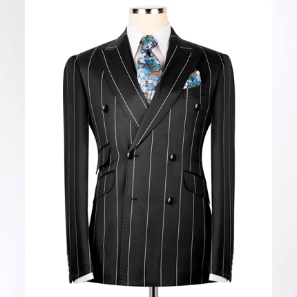 Black & White Pinstripe Double Breasted Suit
