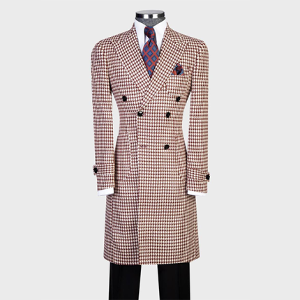 Double Breated Burgundy tweet Cashmere wool  winter coat