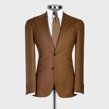 3 piece Classic Herringbone Brown suits